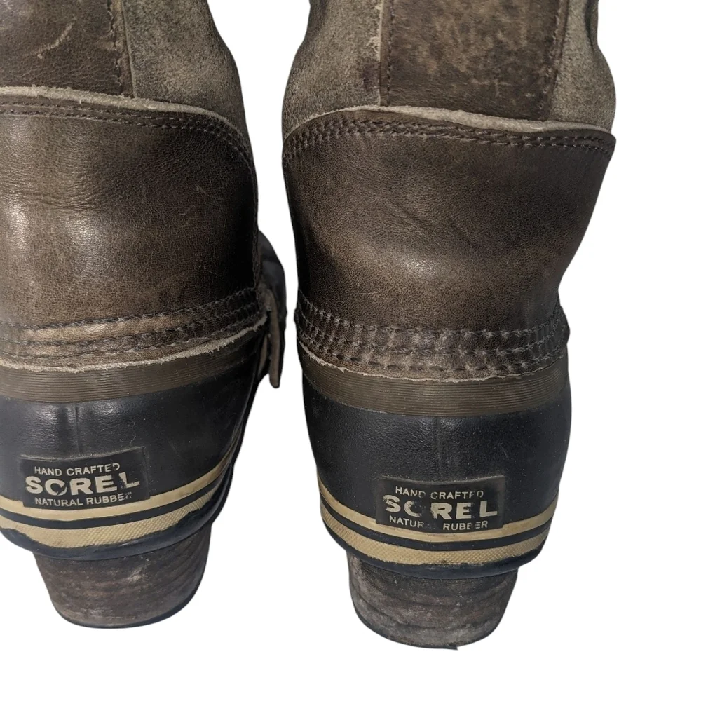 Sorel Carley Conquest boots brown with rubber soles and leather uppers Size 7 - Picture 4 of 8